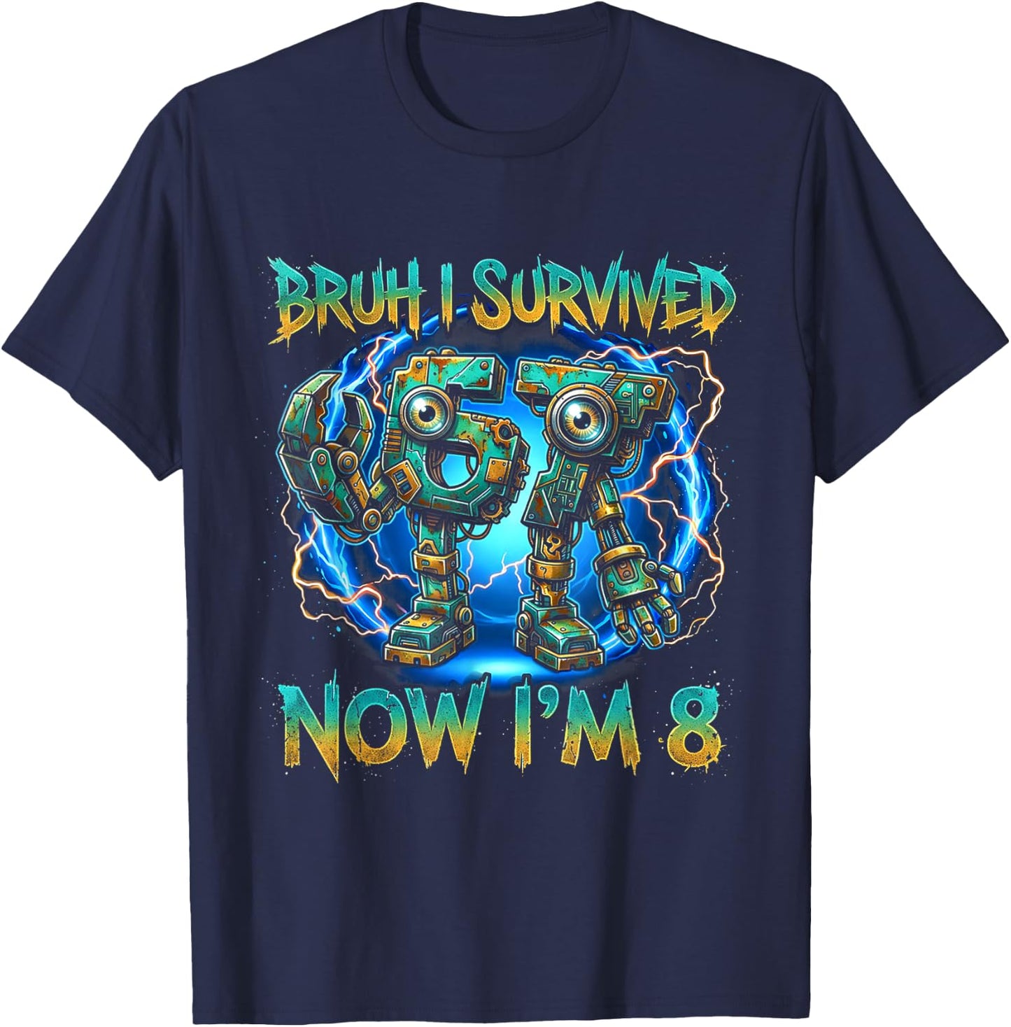 8 Year Old Boys Birthday Outfit 67 Meme Girls 8th Birthday T-Shirt - T-Shirt | Navy