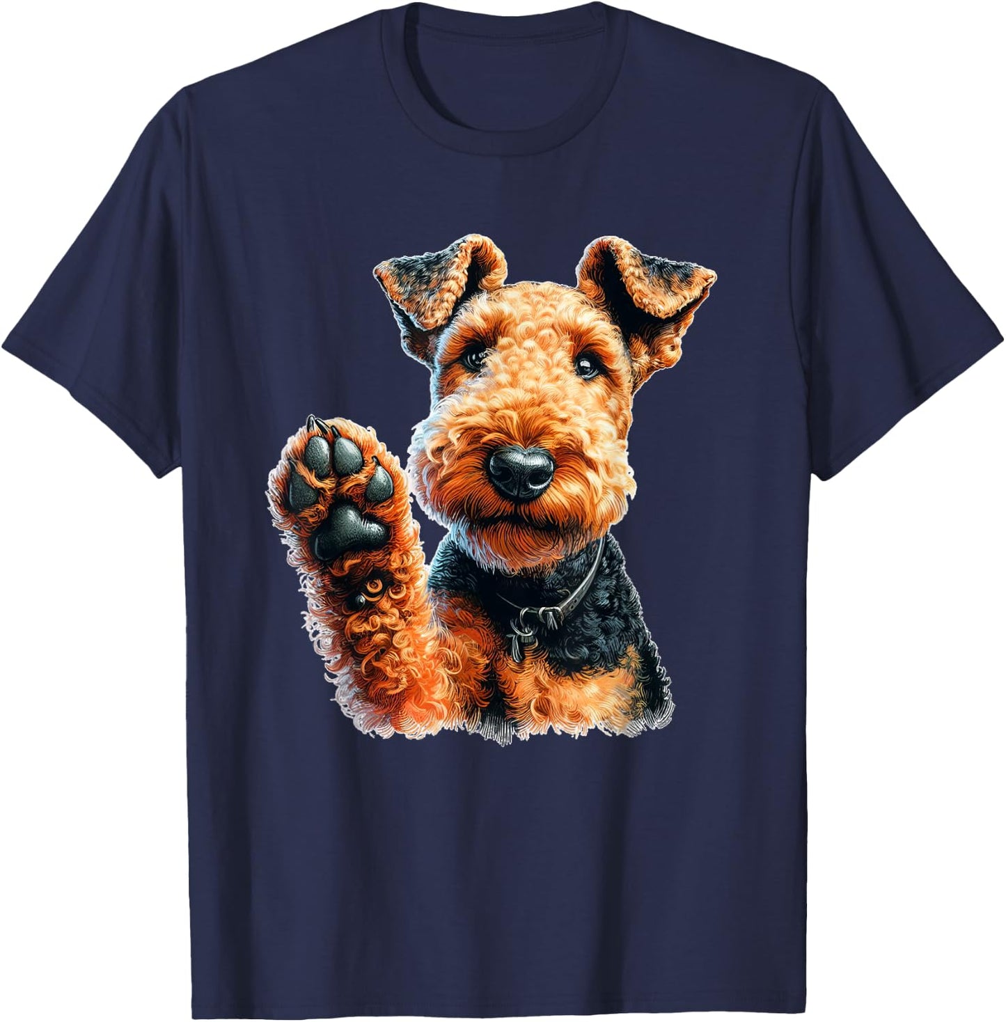 Charming Airedale Terrier Watercolor Art Dog Lover Women Girls Kids T-Shirt - T-Shirt | Navy