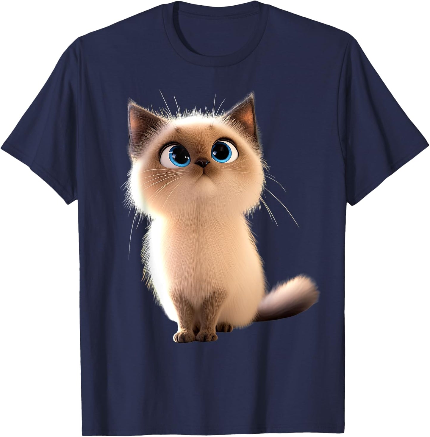 Burma Sacred Cat Burmese Cat Sweet Burma Cats , Black, S T-Shirt - T-Shirt | Navy