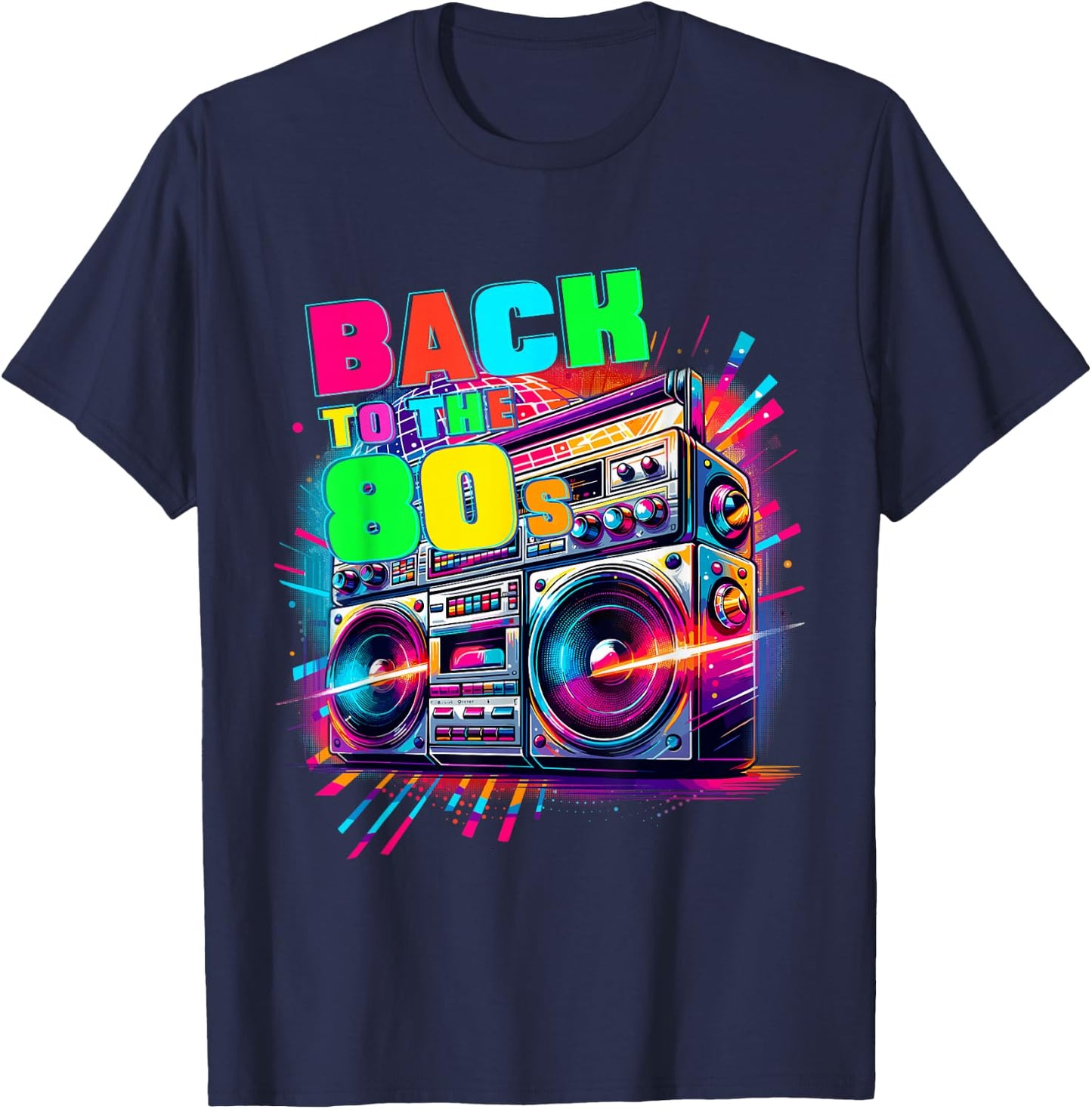Back To The 80s Party Carnival Costume Fancy Dress 80s , black T-Shirt - T-Shirt | Navy