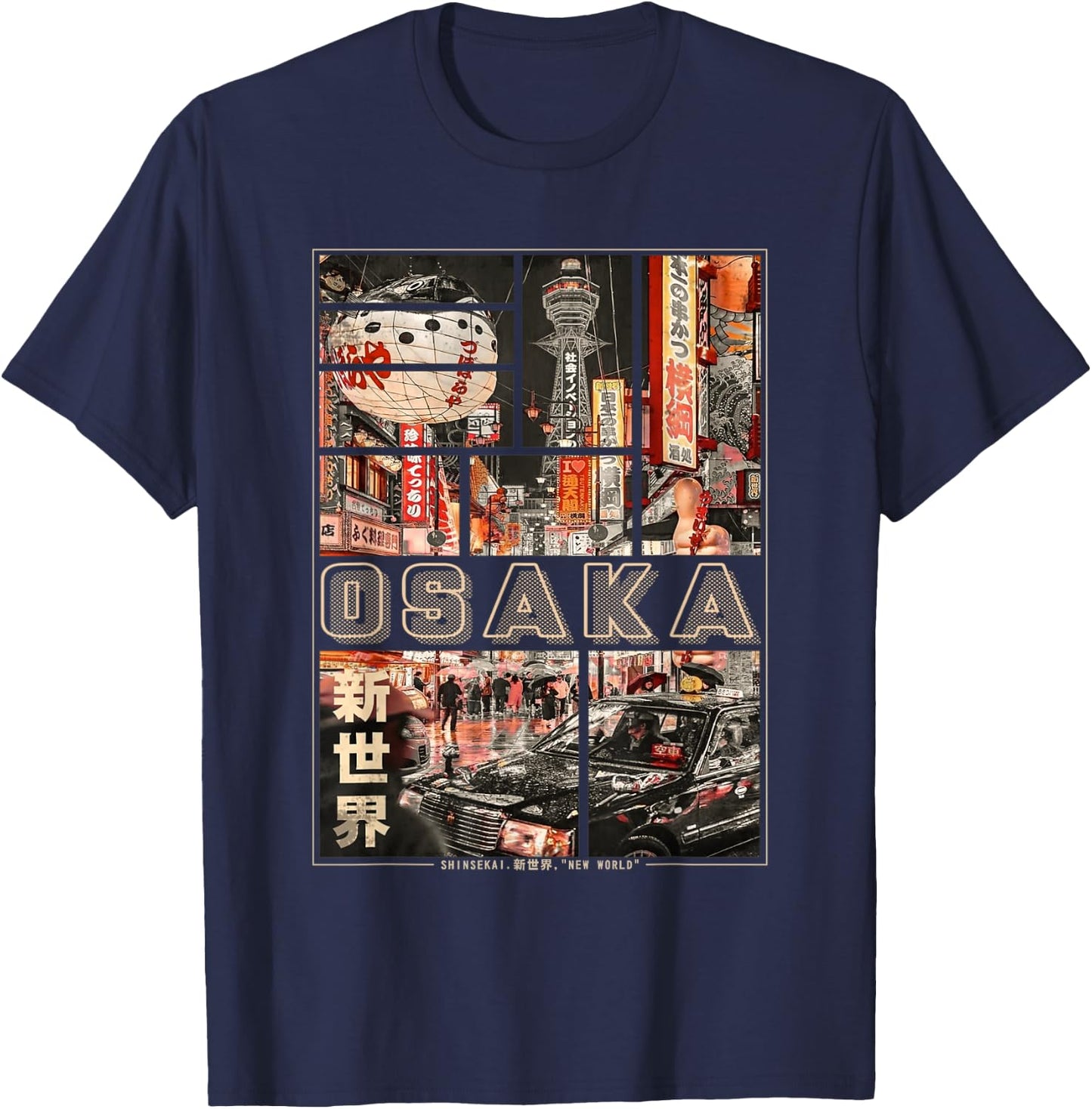 Japan Osaka Vaporwave in Japanese Retro Vibes Aesthetic T-Shirt - T-Shirt | Navy
