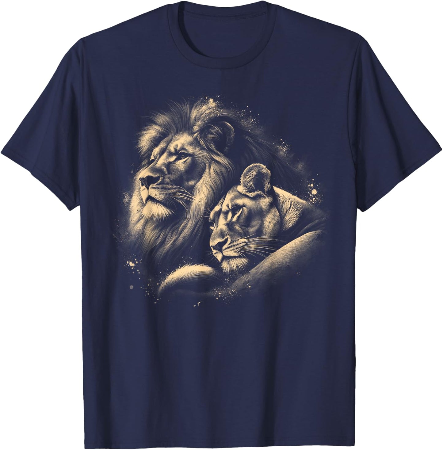 Lion and Lioness Symbol of Love, Loyalty and Partnership , black T-Shirt - T-Shirt | Navy