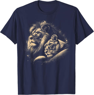 Lion and Lioness Symbol of Love, Loyalty and Partnership , black T-Shirt - T-Shirt | Navy