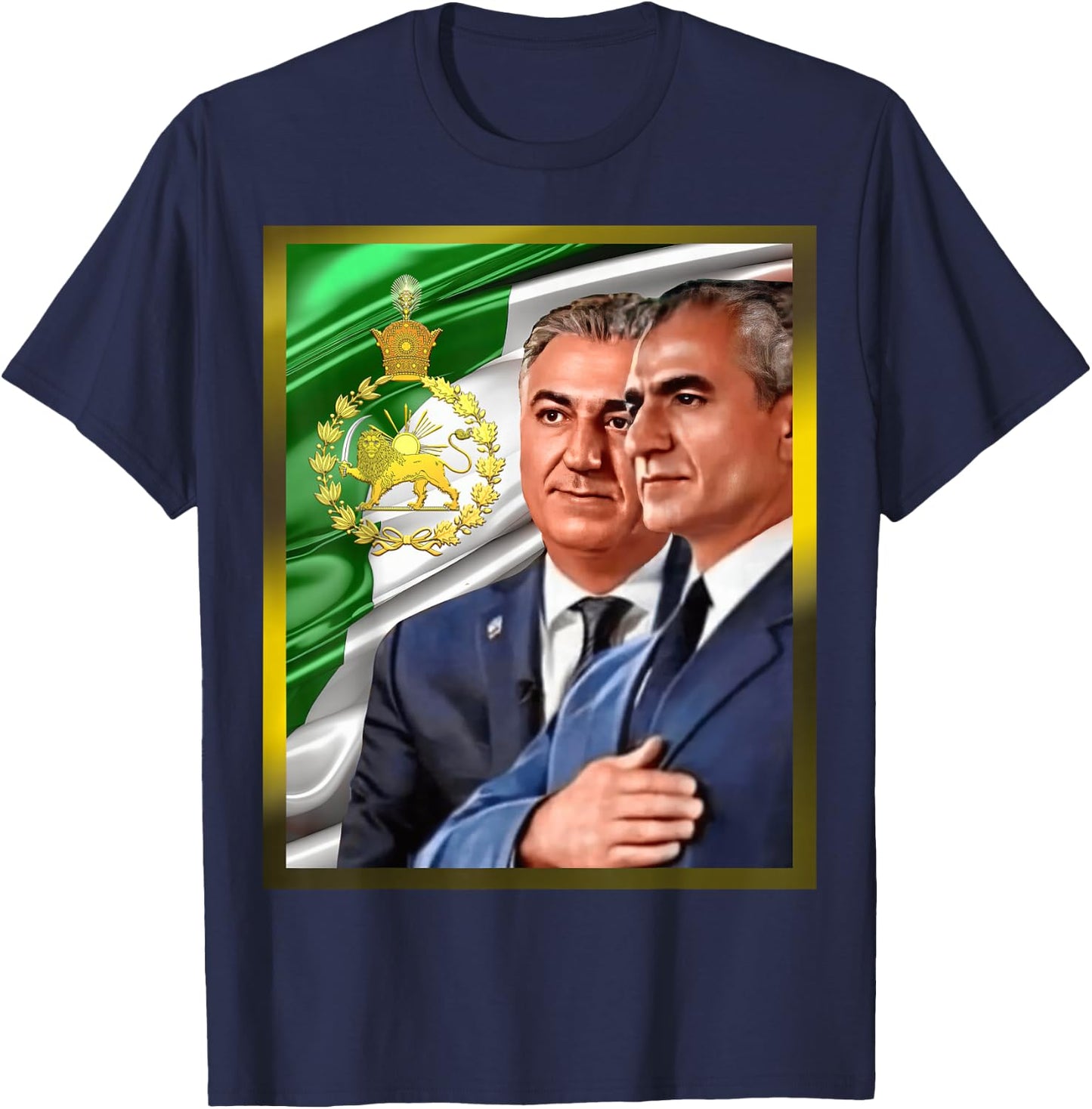 King Mohmmad Reza Pahlavi and King Reza Pahlavi , black T-Shirt - T-Shirt | Navy