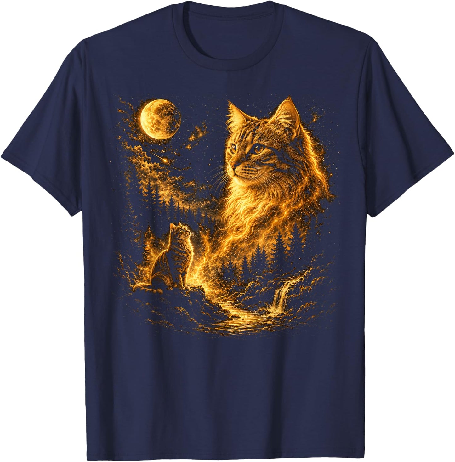 Cat Men Kids Boys Cute Cat Dad Vintage T-Shirt - T-Shirt | Navy