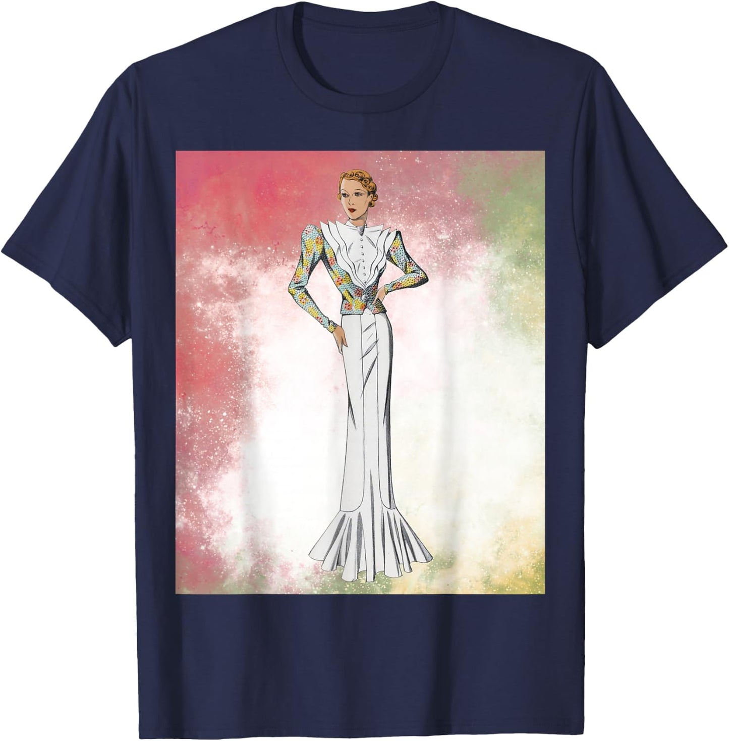 Vintage 1930's Fashion Design T-Shirt - T-Shirt | Navy