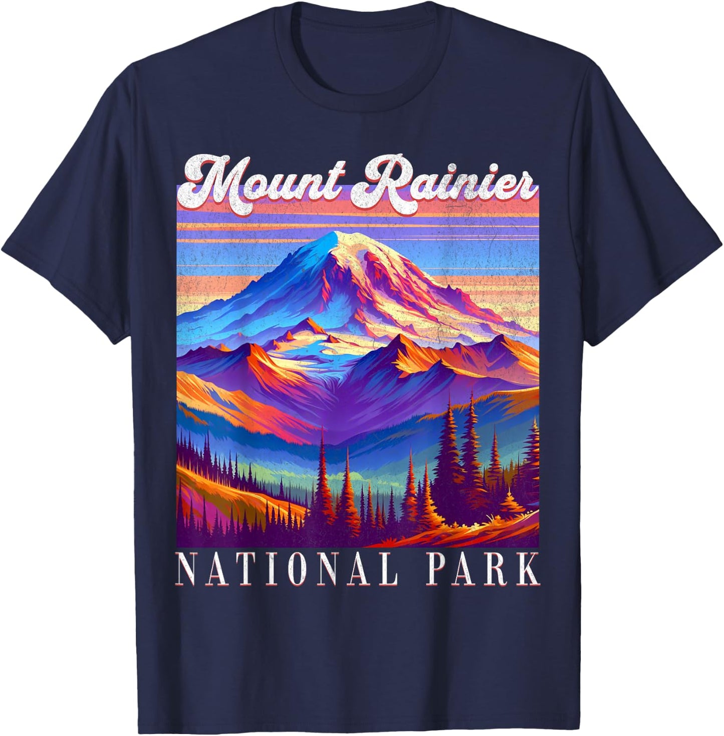 Mt. Rainier National Park Mountain Art Souvenir T-Shirt - T-Shirt | Navy