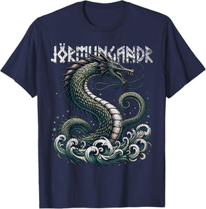 Jörmungandr Norse Mythology Serpent Viking Vintage Men T-Shirt - T-Shirt | Navy