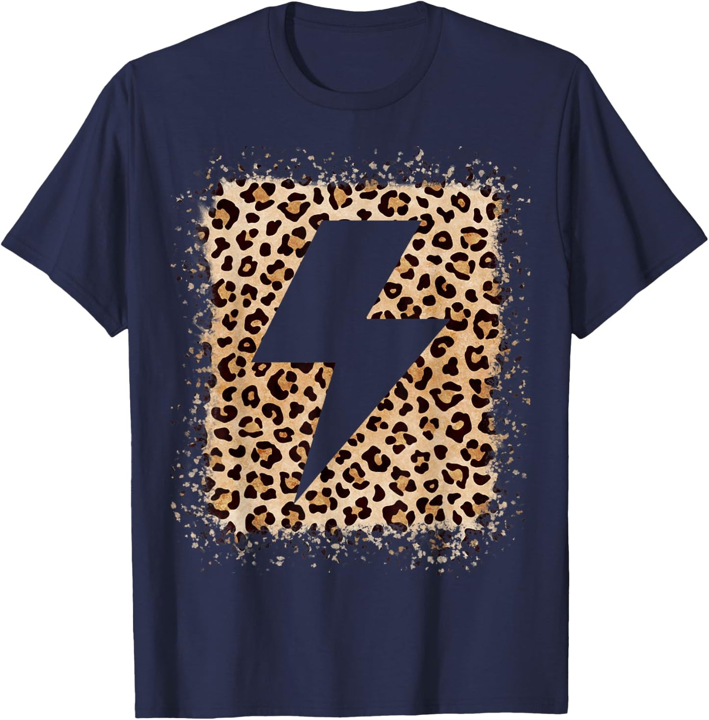 Animal Leopard Cheetah Print Bolt Lightning T-Shirt - T-Shirt | Navy