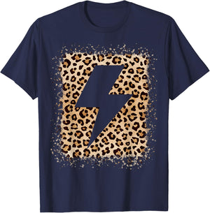 Animal Leopard Cheetah Print Bolt Lightning T-Shirt - T-Shirt | Navy