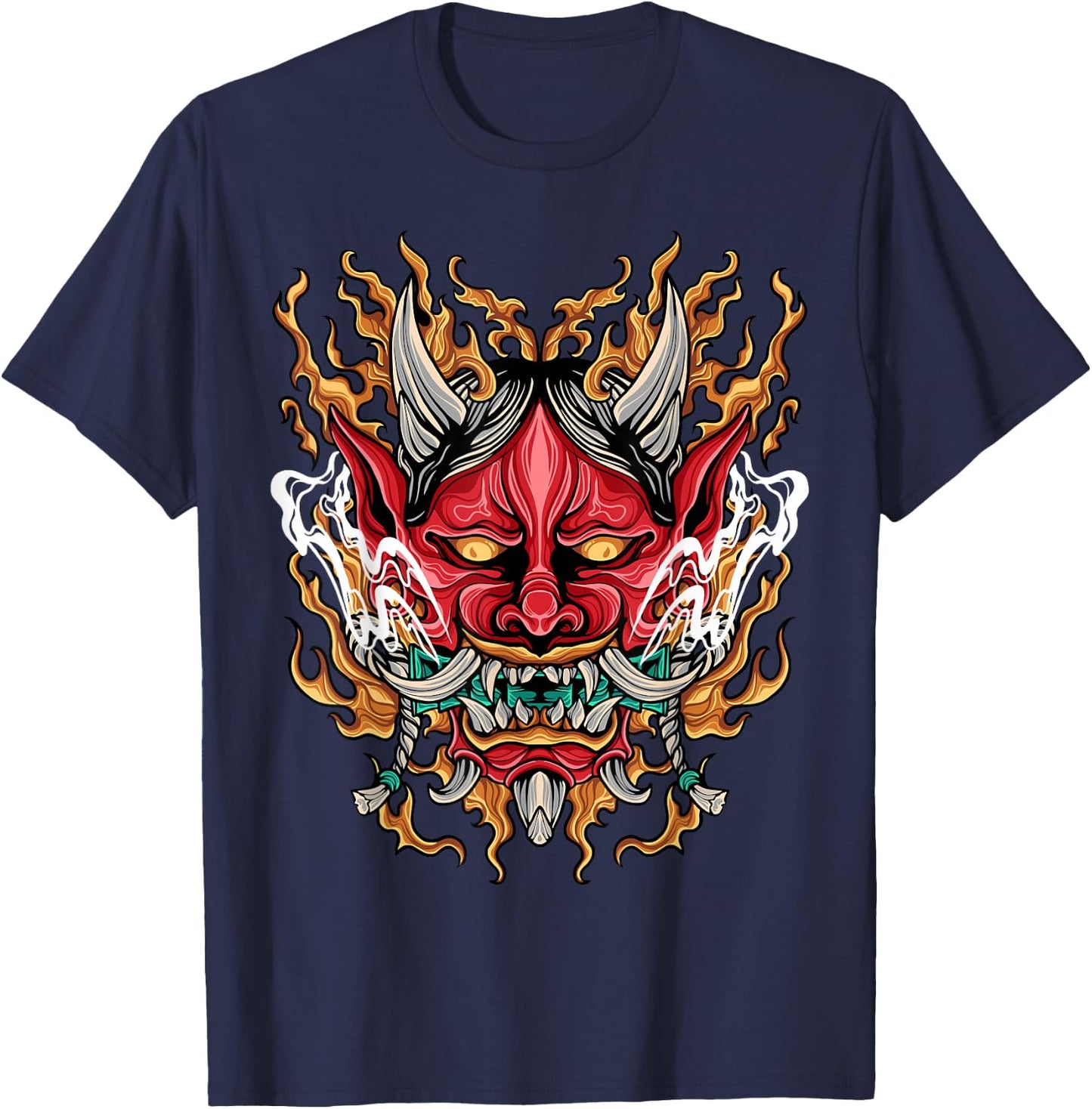 Oni Yokai Dämonen Teufel Geschenk Bekleidung DMTRY Herren Demon Oni Schwarz Kurzarm Klassisch Einfarbig S T-Shirt - T-Shirt | Navy