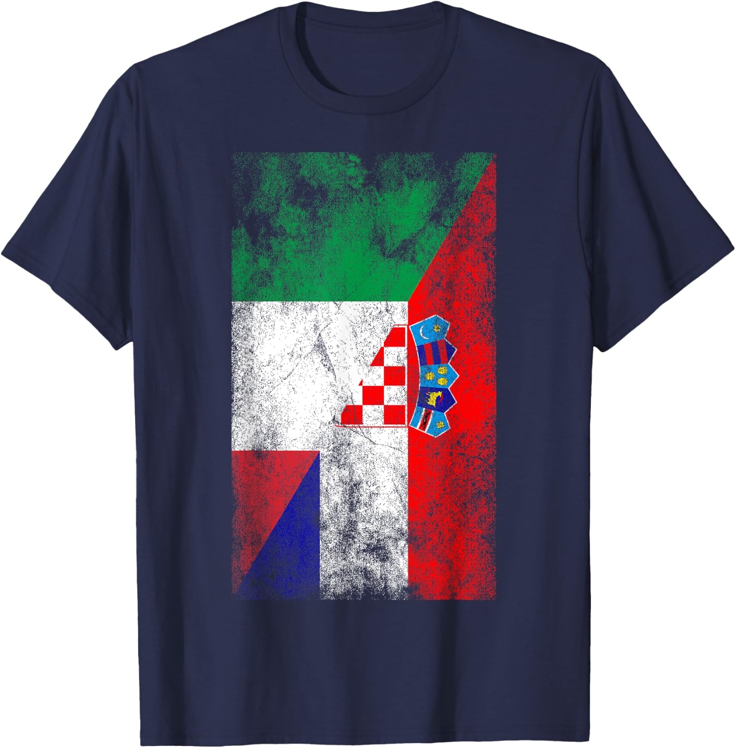Italy Croatia Flags - Italian Croatian T-Shirt - T-Shirt | Navy