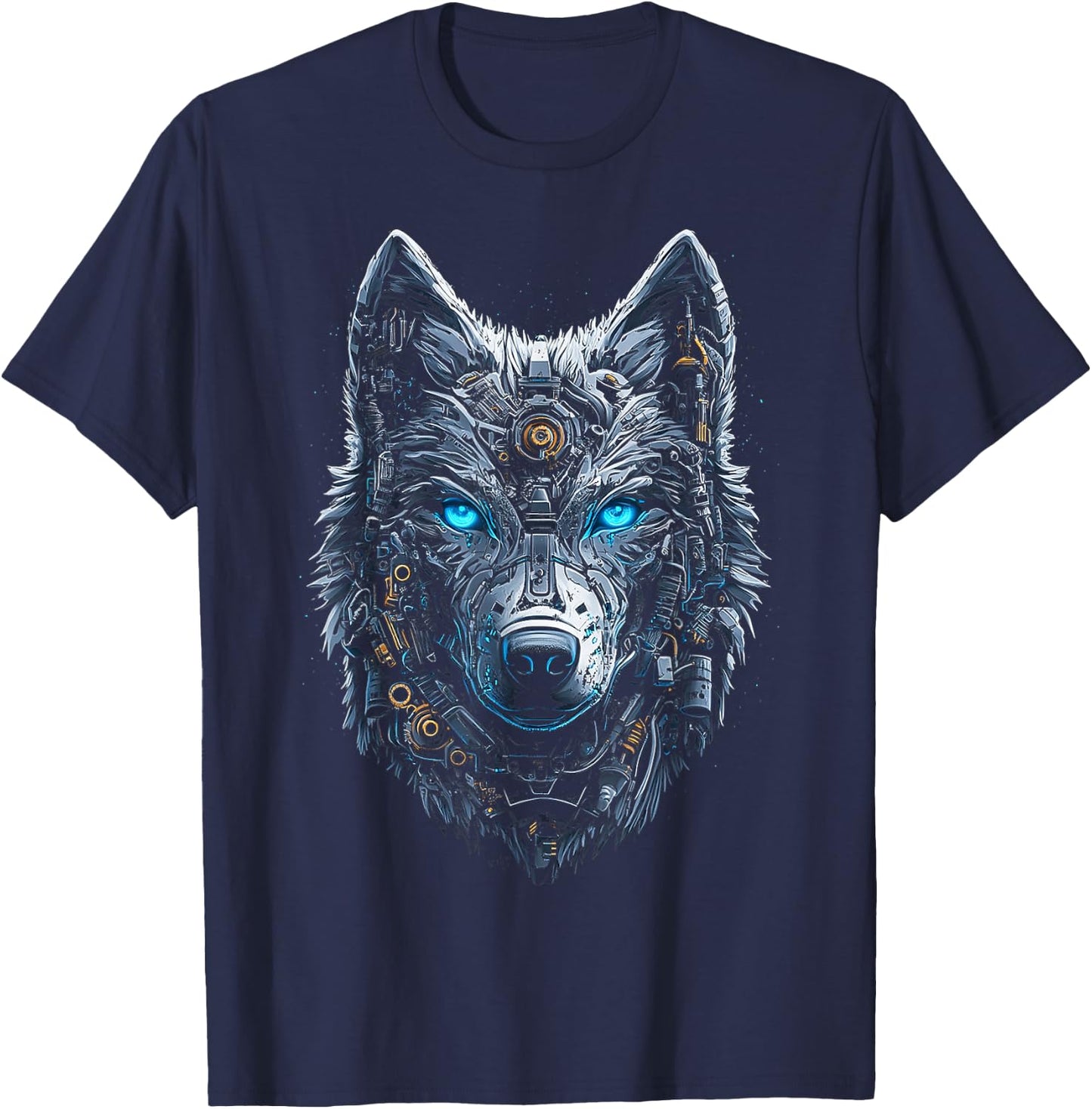 Wolf Animal Graphic Blue Eyes Art Wolf T-Shirt - T-Shirt | Navy