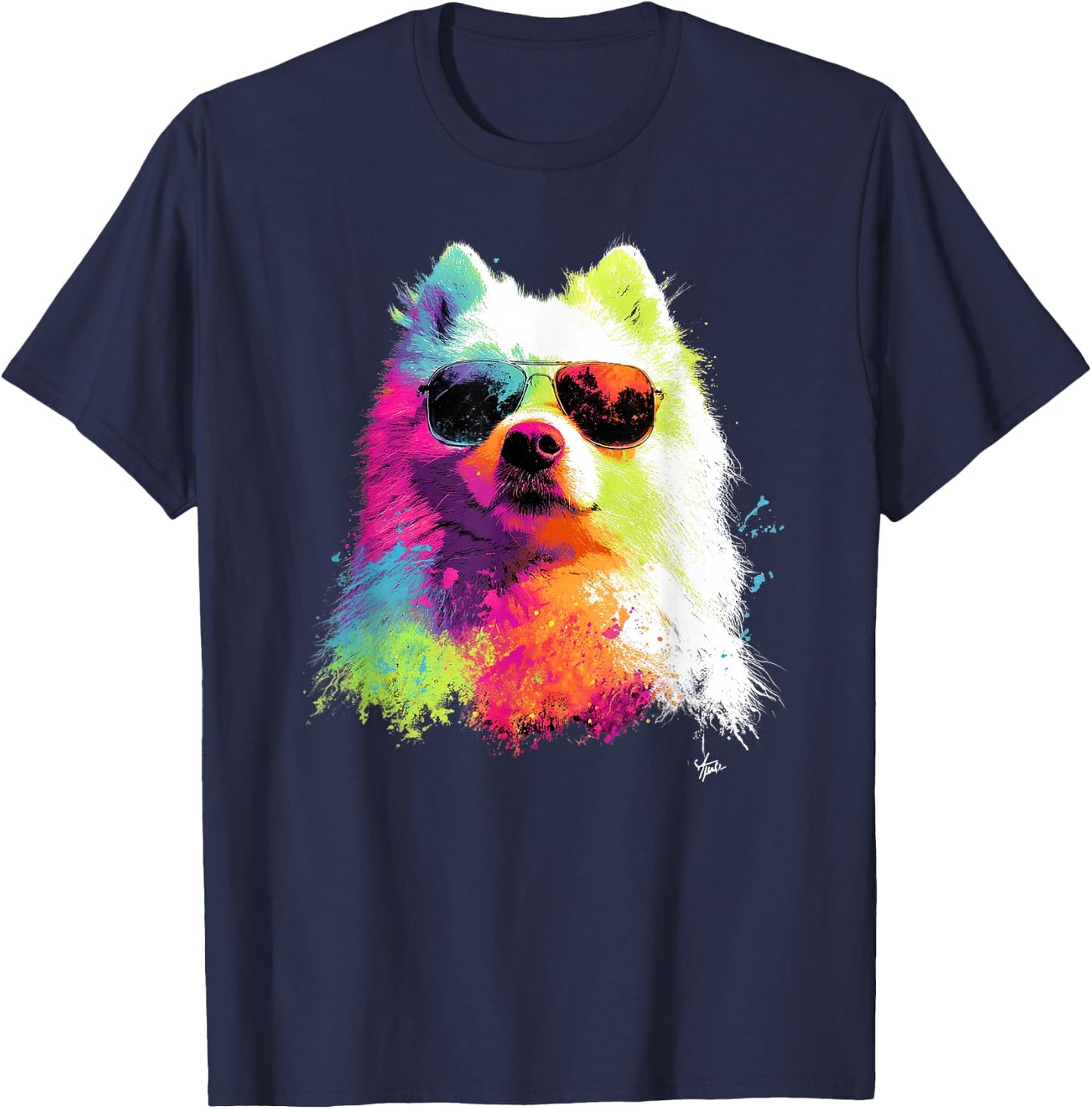 Colorful Samoyed Dad Funny Dog Lover Father's Day Men Women T-Shirt - T-Shirt | Navy