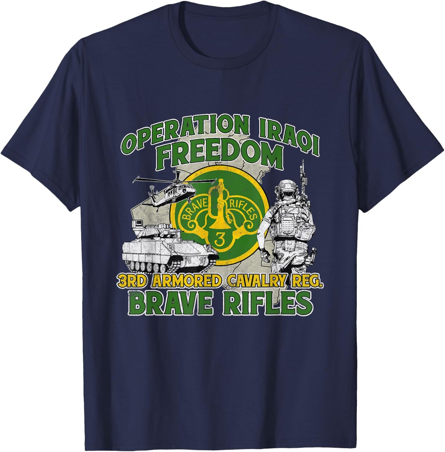 3rd Armored Cavalry Regiment Operation Iraqi Freedom OIF T-Shirt - T-Shirt | Navy