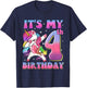 It's My 4th Birthday Dabbing Unicorn 4 Year Old Girls Kids T-Shirt - T-Shirt | Navy