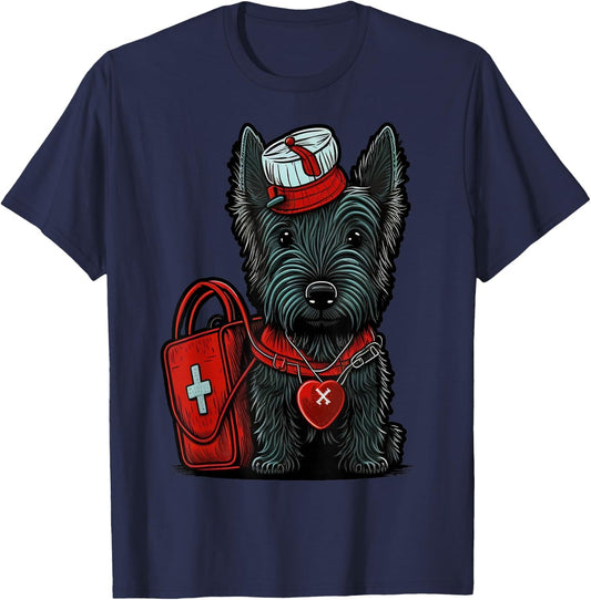 Medical Nursing Scottie on Nurse Scottish Terrier T-Shirt - T-Shirt | Navy