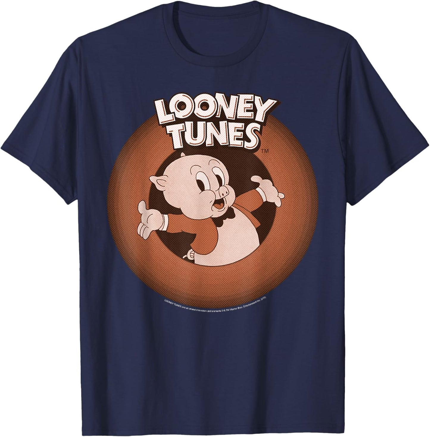 Looney Tunes Porky Pig Classic Logo Portrait T-Shirt - T-Shirt | Navy