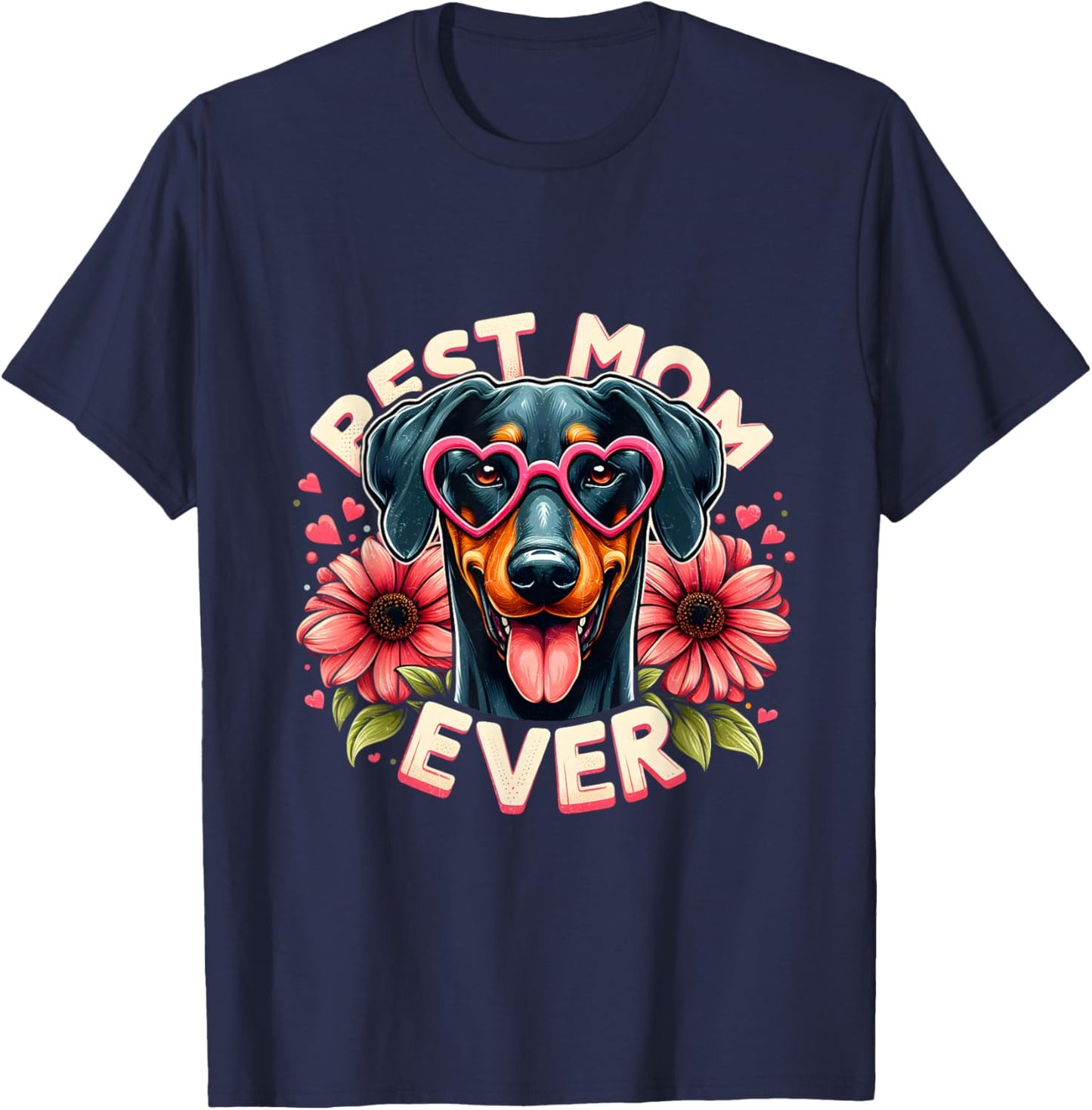 Best Mom Ever Doberman Dog Bootleg Rap Style Funny Dog Mom T-Shirt - T-Shirt | Navy