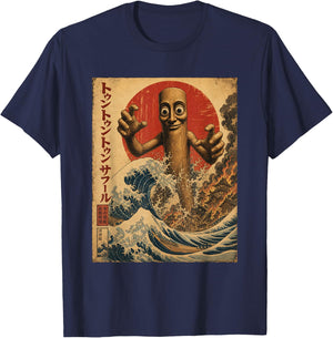Tung Tung Tung Sahur Japanese Poster Brainrot Meme Funny T-Shirt - T-Shirt | Navy