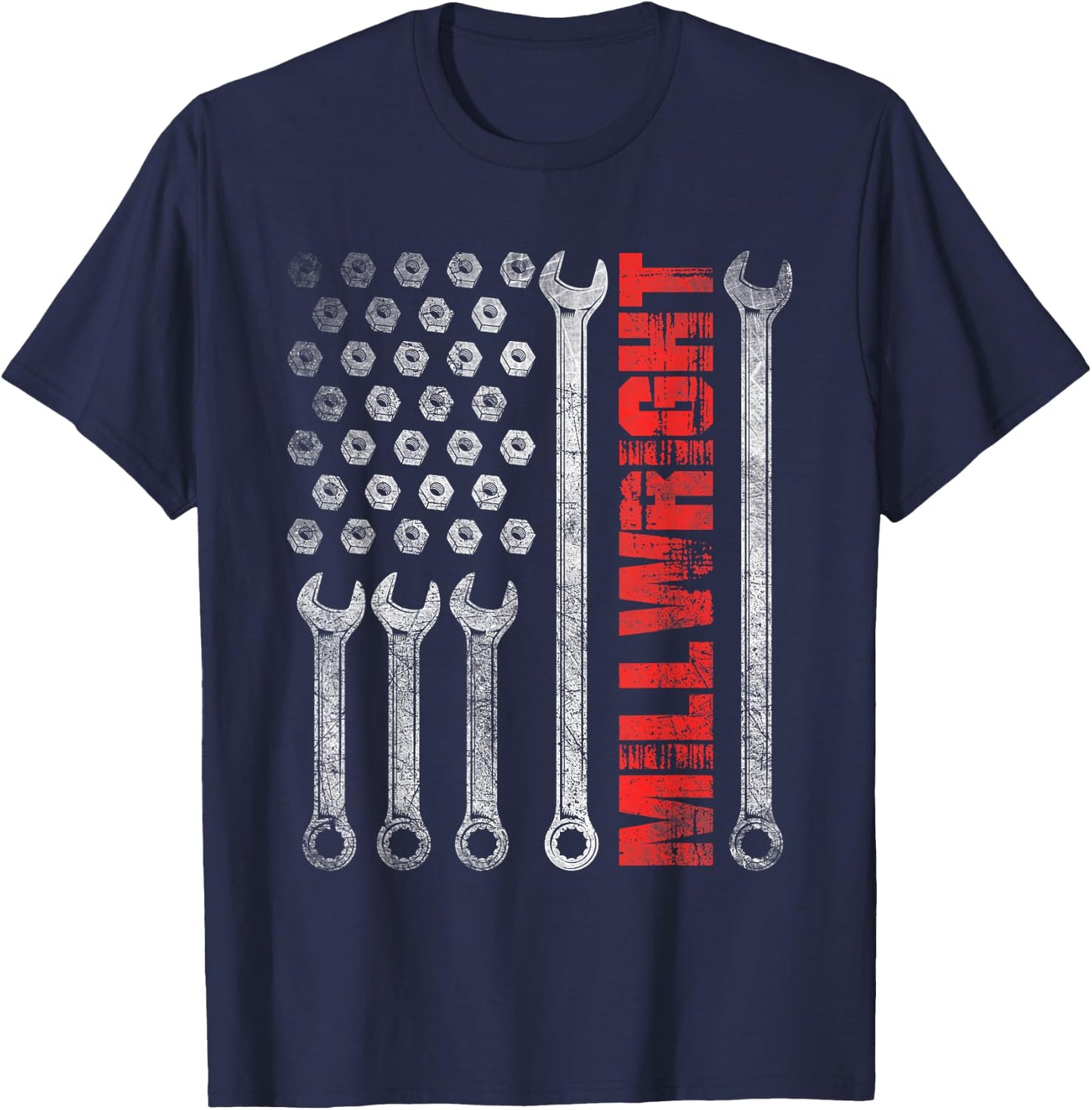 Millwright - Patriotic American Flag Machinist Steel Worker T-Shirt - T-Shirt | Navy