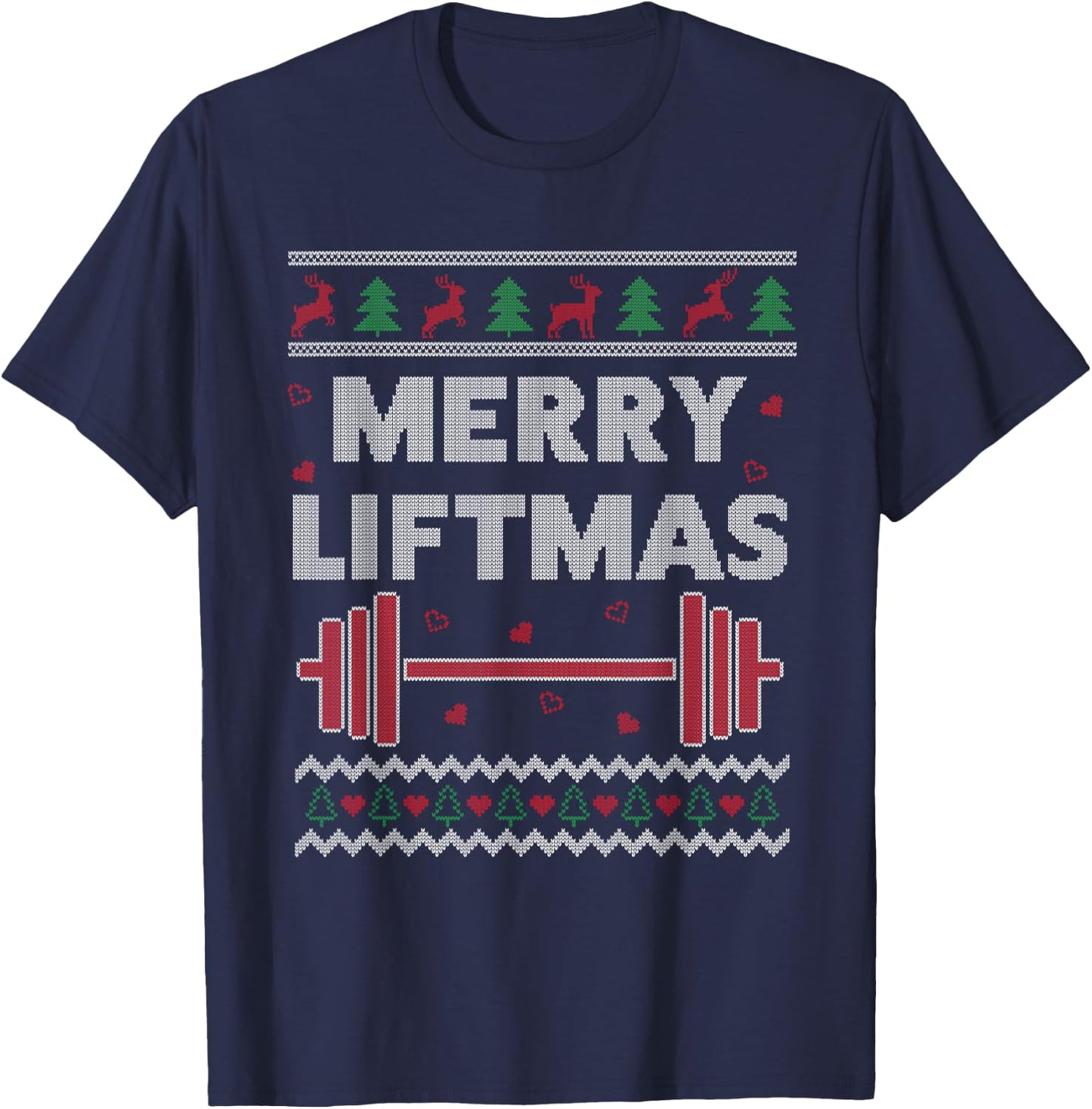 Merry Liftmas Ugly Christmas Gym Workout Funny Fitness T-Shirt - T-Shirt | Navy