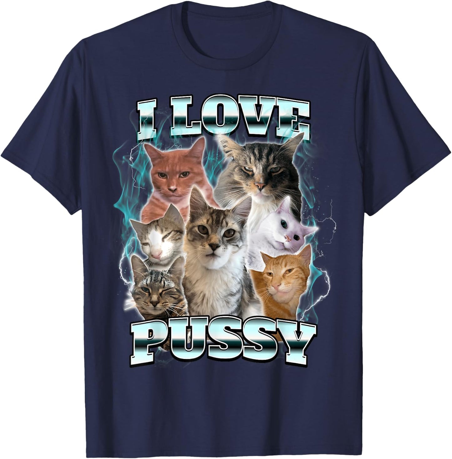 I Love Pussy , black T-Shirt - T-Shirt | Navy