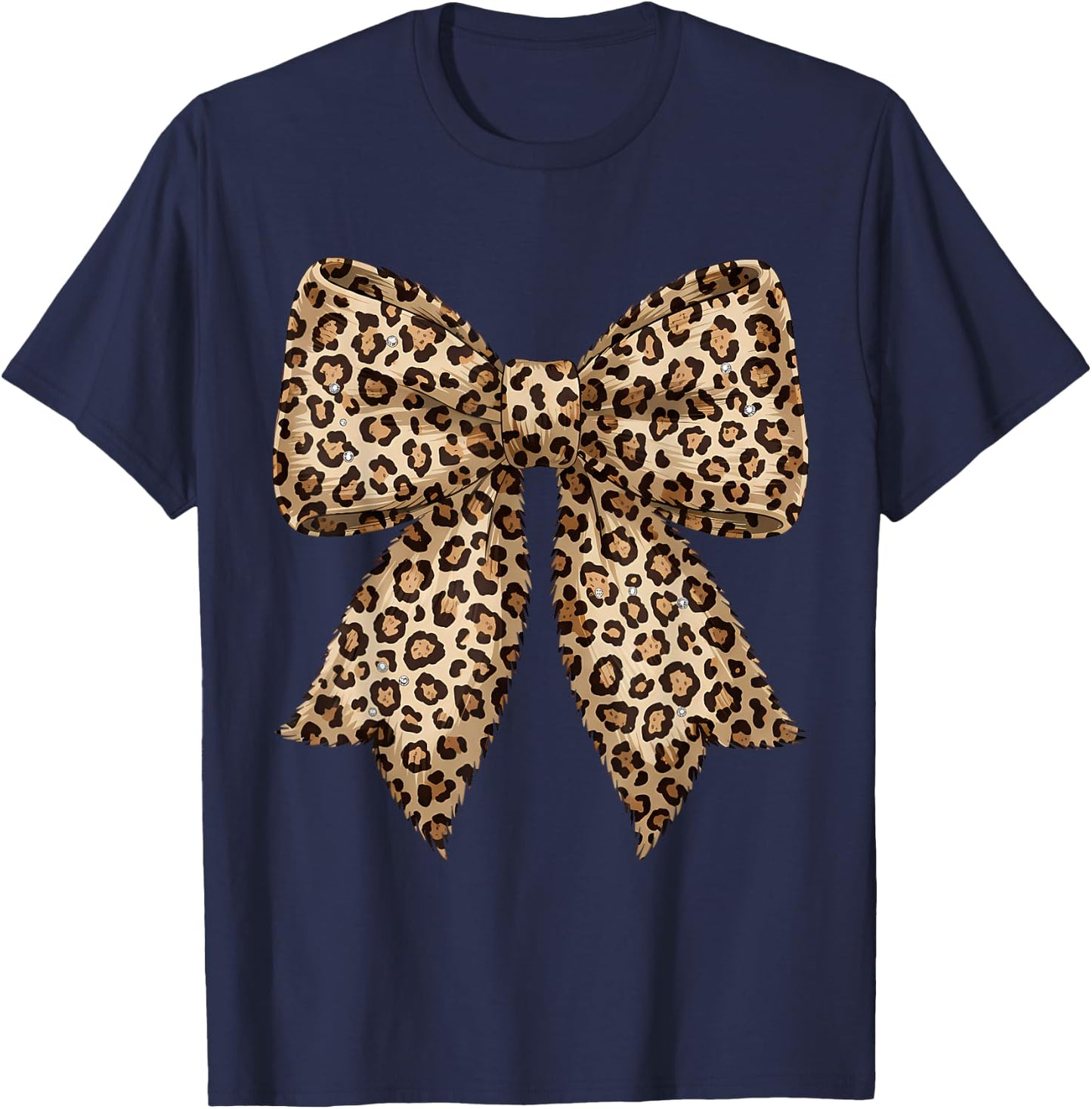 Leopard Bow Coquette Cheetah Pattern T-Shirt - T-Shirt | Navy