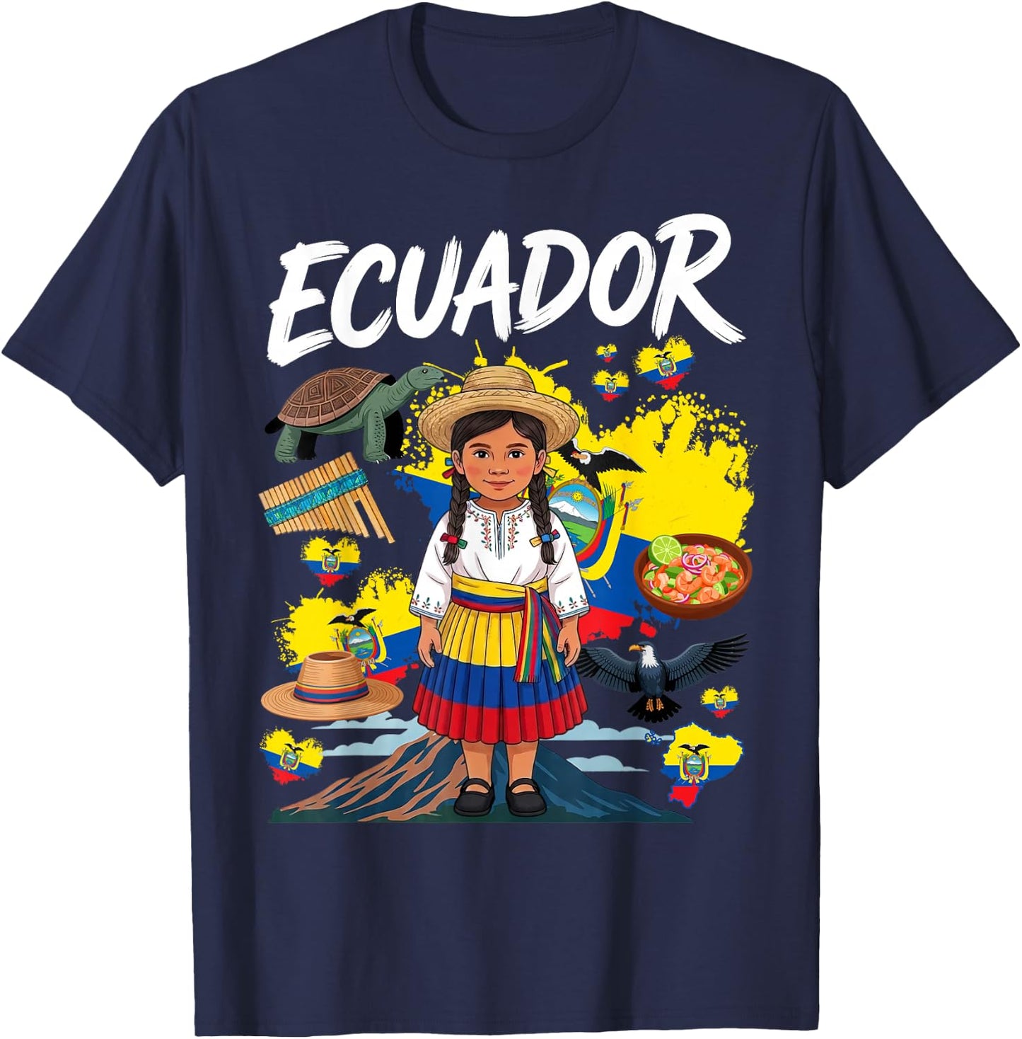 Ecuatoriana Ecuadorian Flag Idea for Girls Ecuador Cultural T-Shirt - T-Shirt | Navy