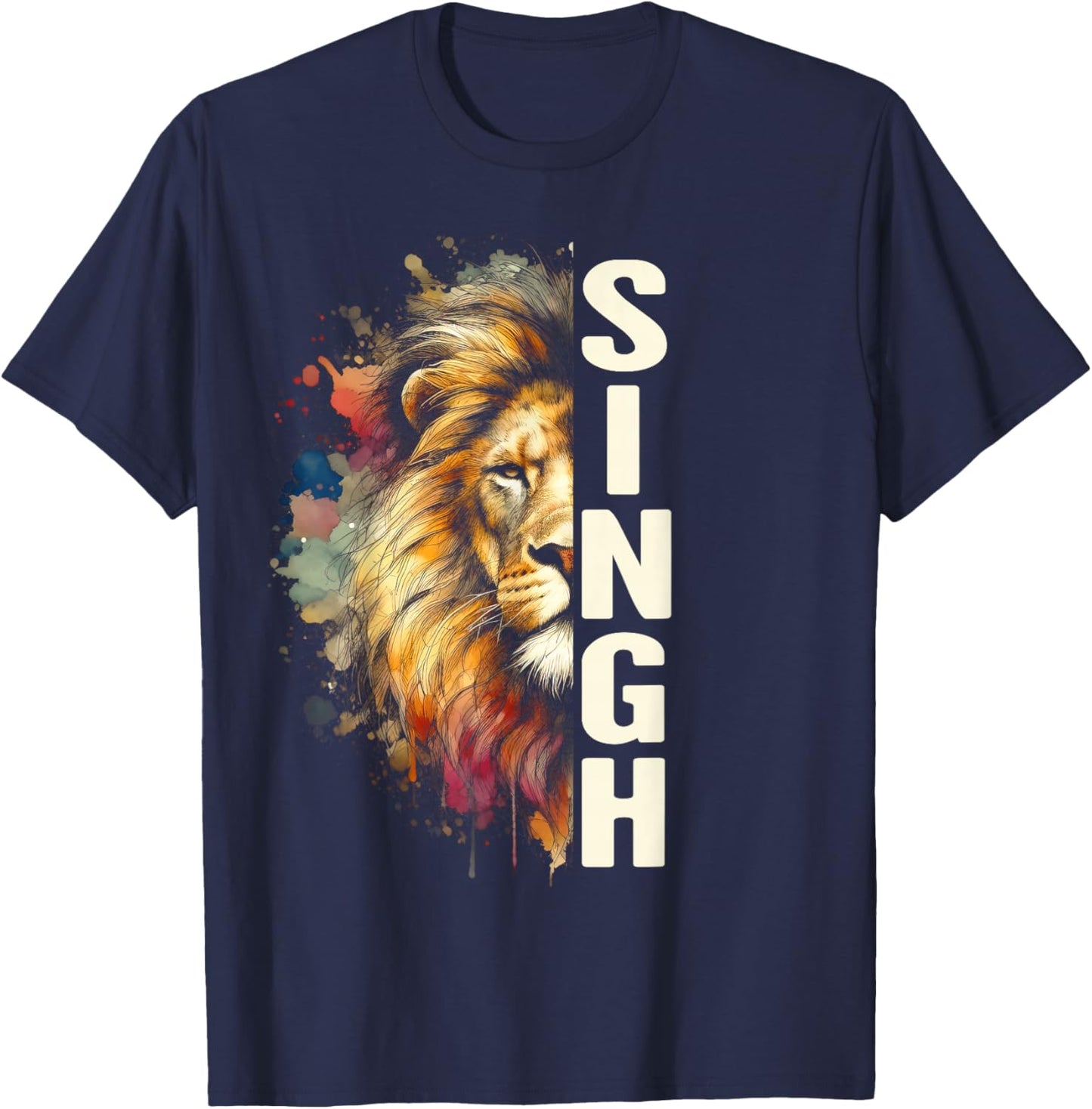Lion Punjabi Pride Religious Sikh Faith Indian Singh Is King T-Shirt - T-Shirt | Navy