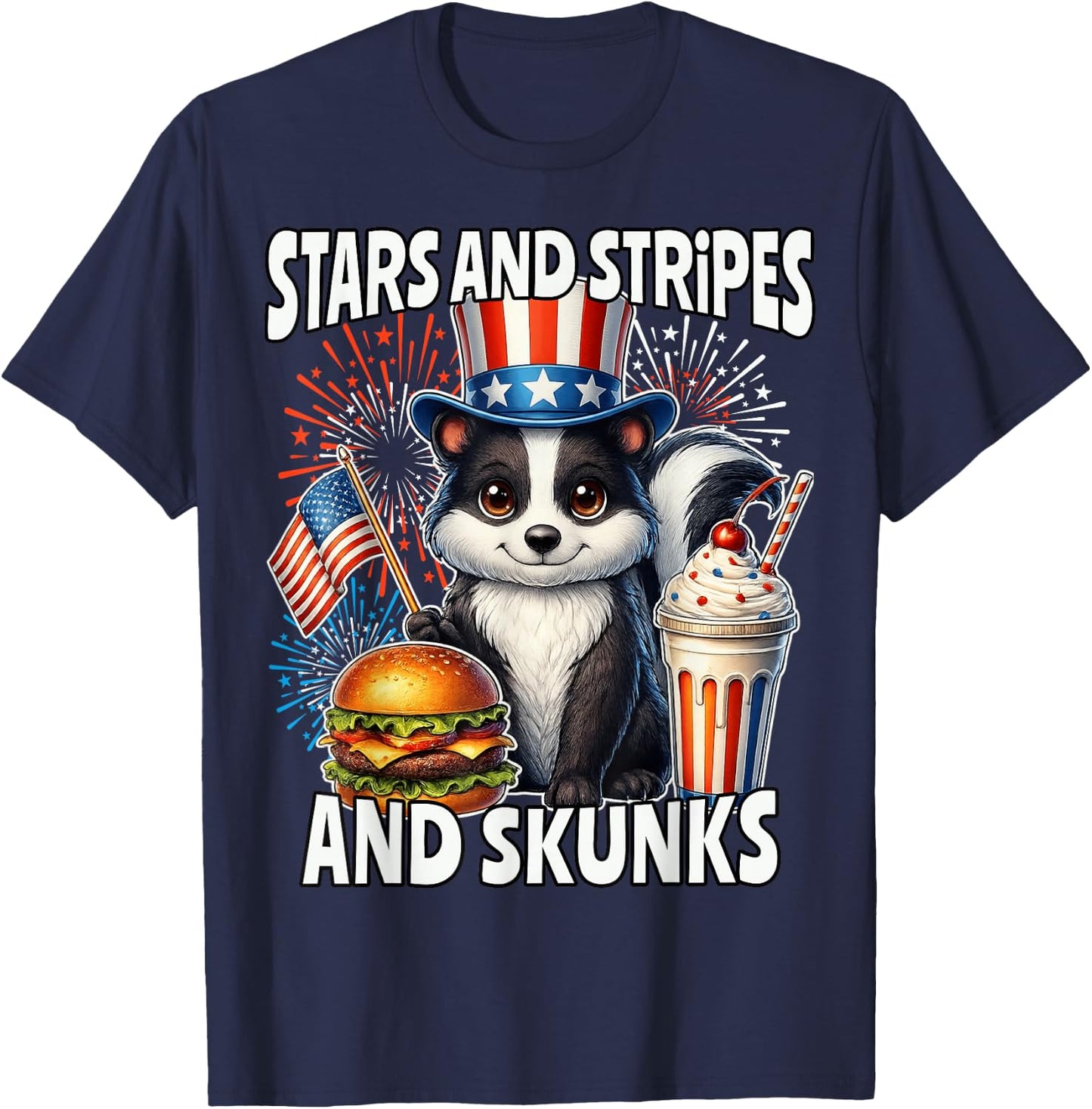 Skunk 4th of July American Skunk 250 T-Shirt - T-Shirt | Navy