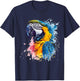 Colorful Parrot Watercolor T-Shirt - T-Shirt | Navy