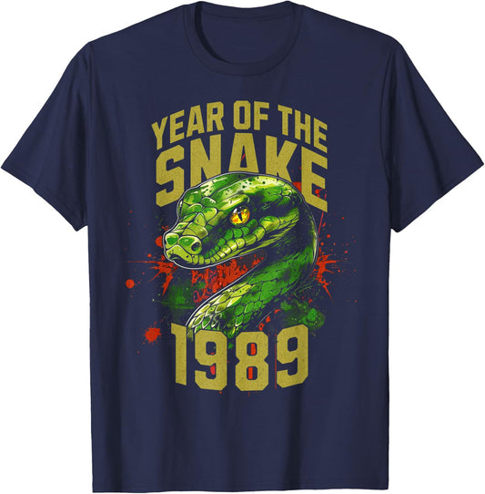 Born in 1989 Year of the Snake Chinese Zodiac Sign T-Shirt - T-Shirt | Navy