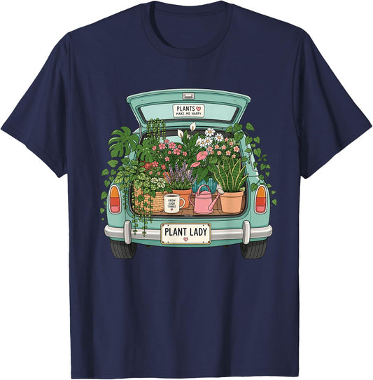 Funny Gardening Moms I was Left Unsupervised Plants Lover T-Shirt - T-Shirt | Navy