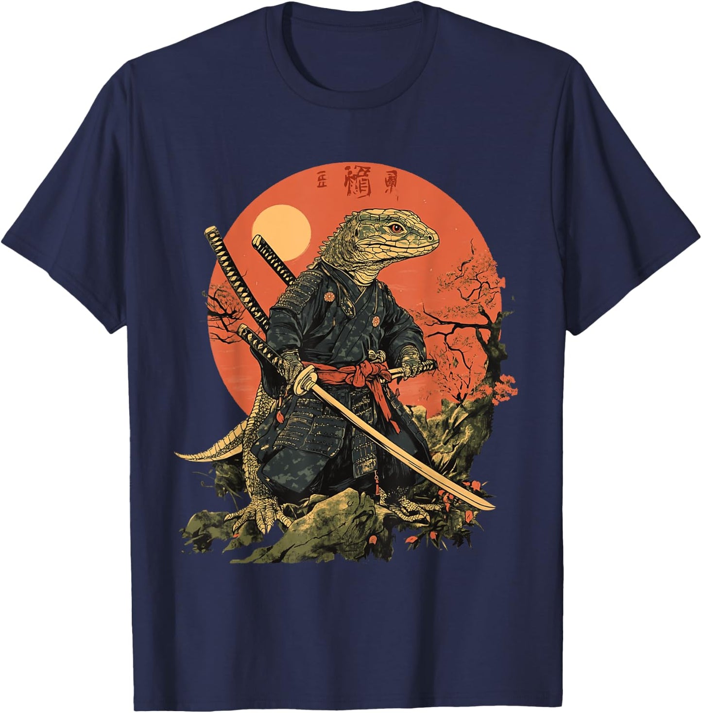 Reptile Japanese Ninja Samurai Anime Reptilian Lizard T-Shirt - T-Shirt | Navy