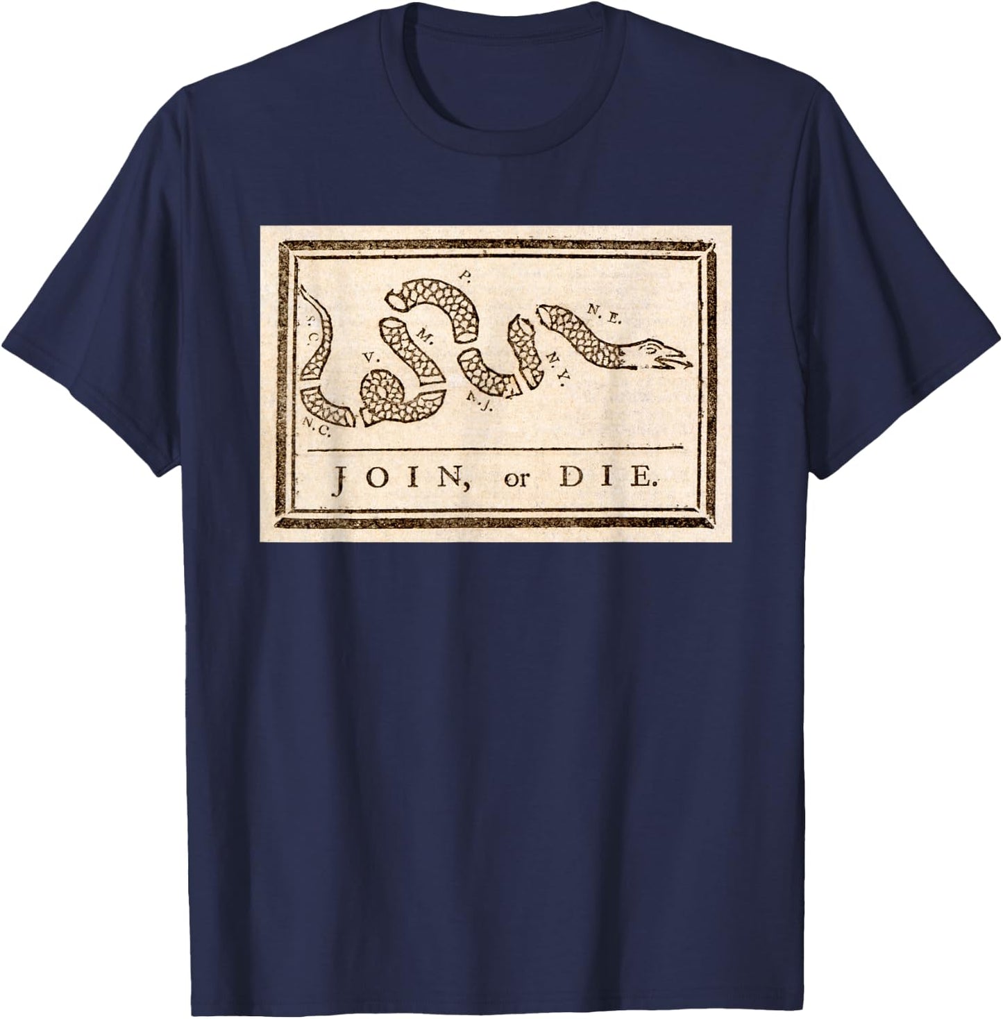 Join Or Die Snake - US History T-Shirt - T-Shirt | Navy