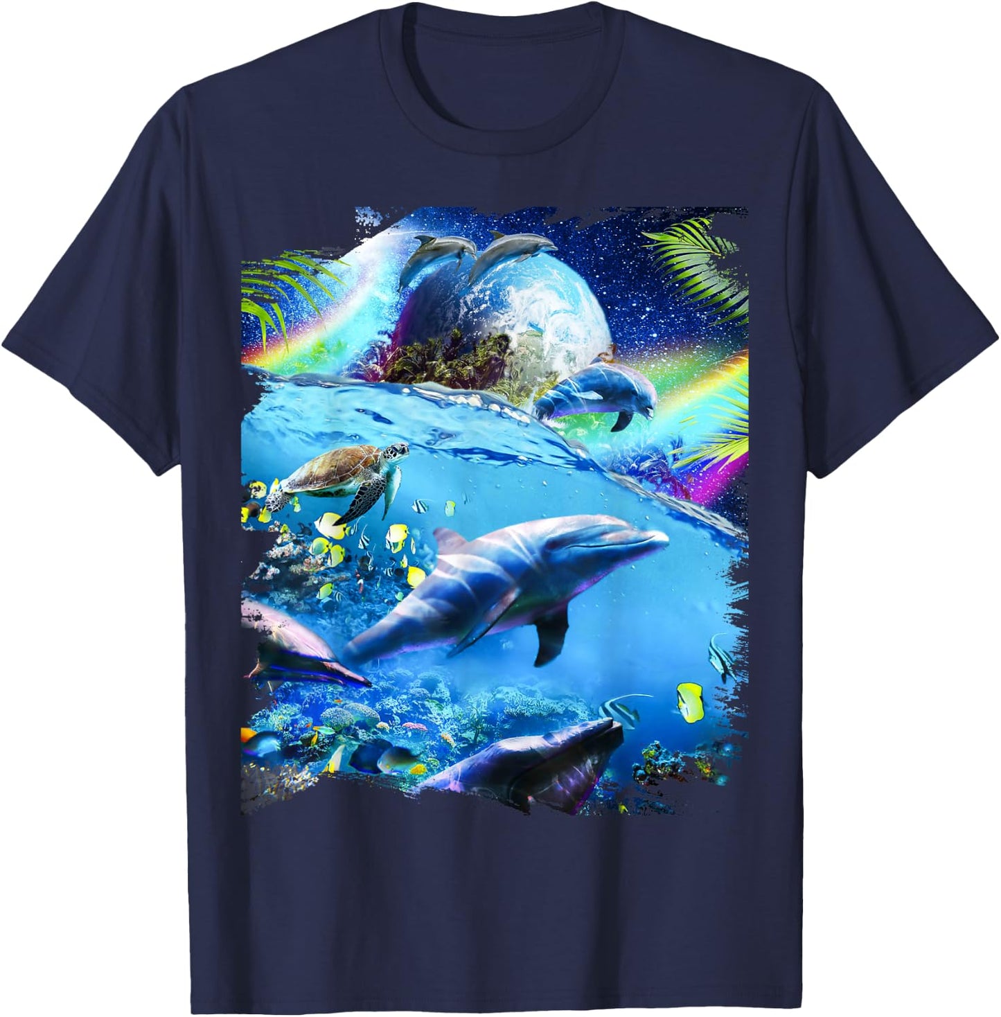 Galaxy Dolphin - Dolphins in Space T-Shirt - T-Shirt | Navy