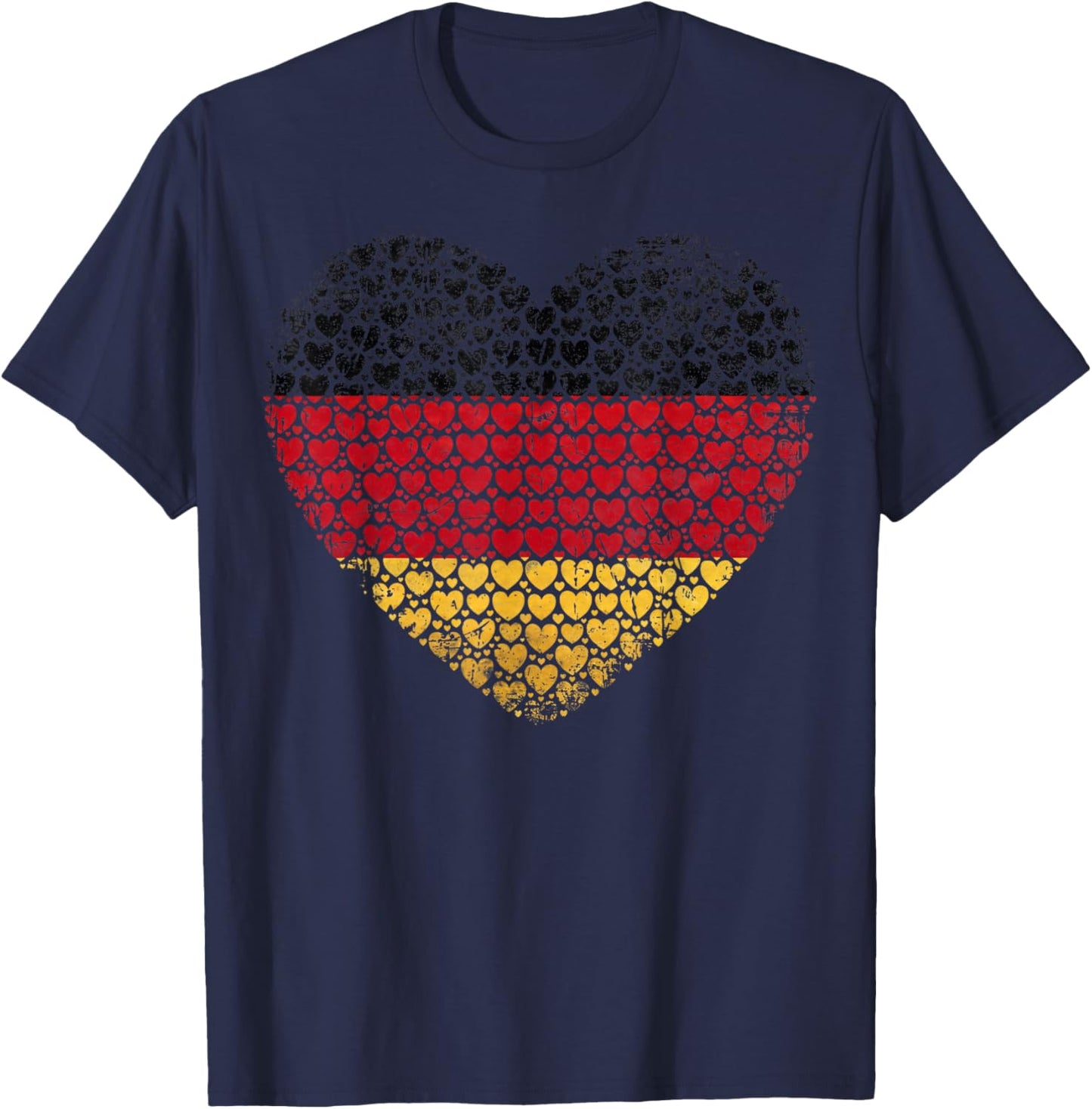 Deutschland Flaggenherz aus kleinen Herzen Schwarz Rot Gold T-Shirt - T-Shirt | Navy