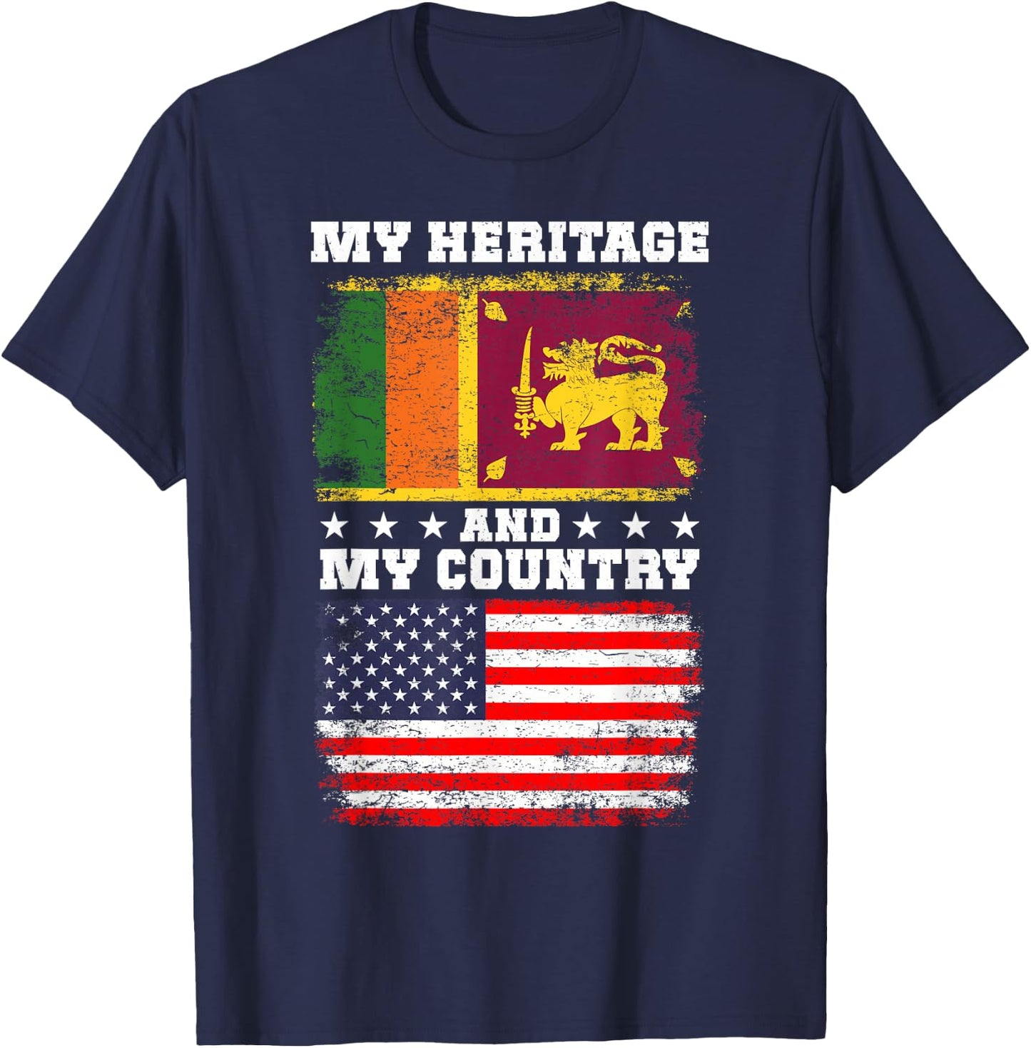 Sri Lankan Heritage Uniform American Outfit Sri Lanka Flag T-Shirt - T-Shirt | Navy
