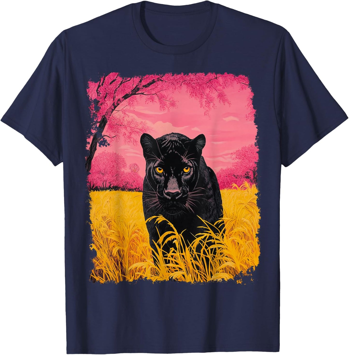 Pink Tops Panther Black T-Shirt - T-Shirt | Navy