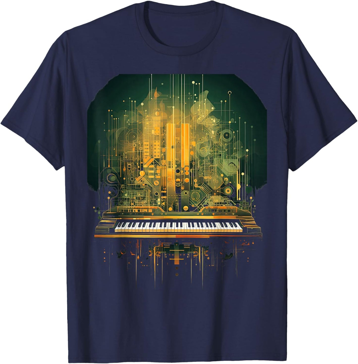 modular Synthesizer elektronische Musik mit Keyboard analog T-Shirt - T-Shirt | Navy