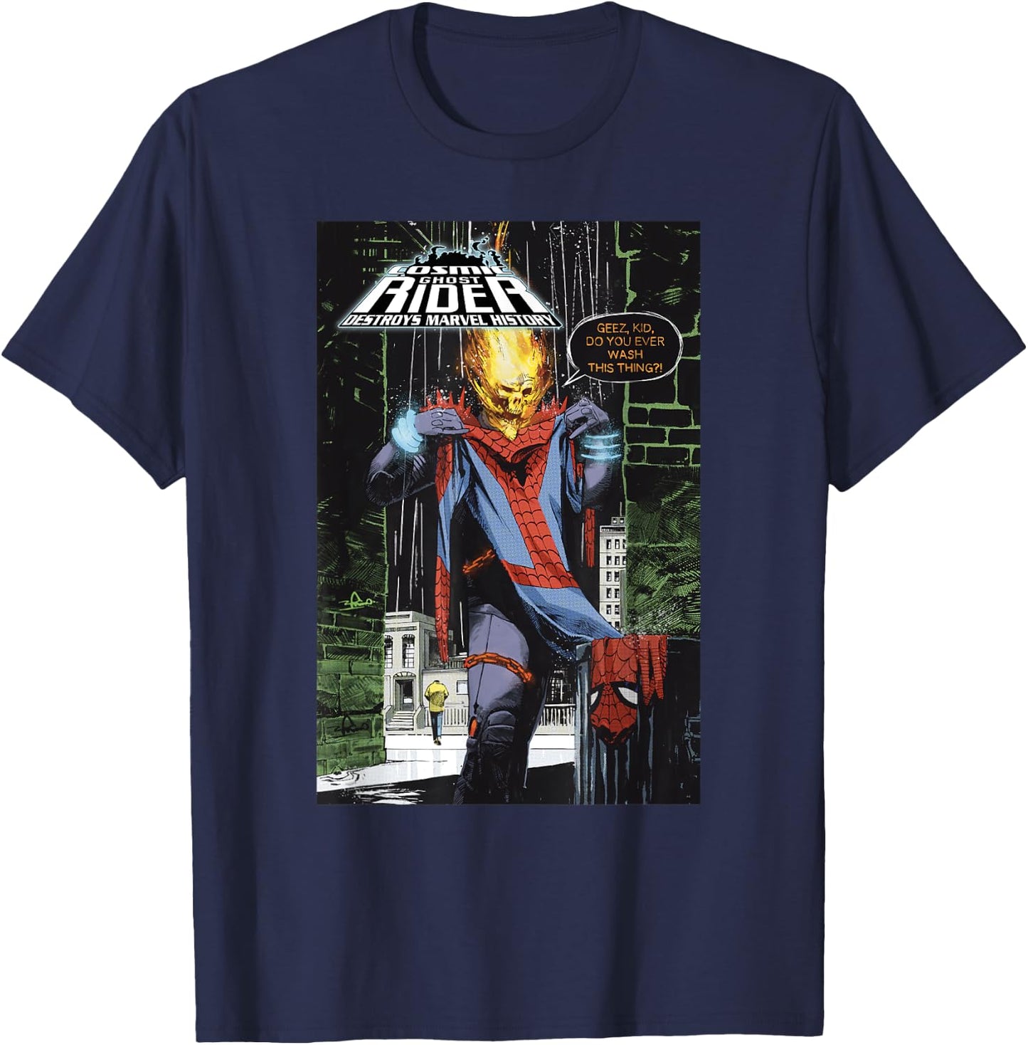 Marvel Cosmic Ghost Rider Comic Cover, Black, S T-Shirt - T-Shirt | Navy