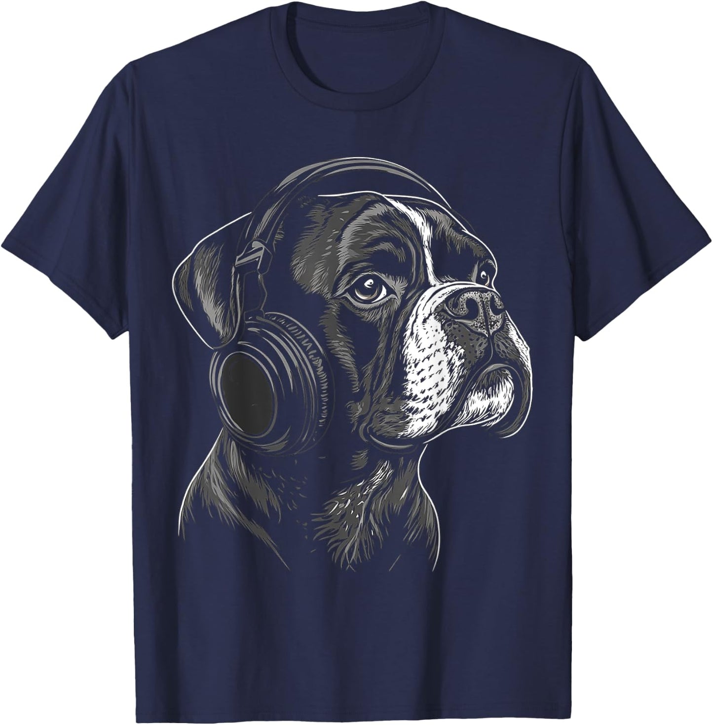 Boxer Chien Motif Animal Animalier Musique Casque Boxer T-Shirt - T-Shirt | Navy