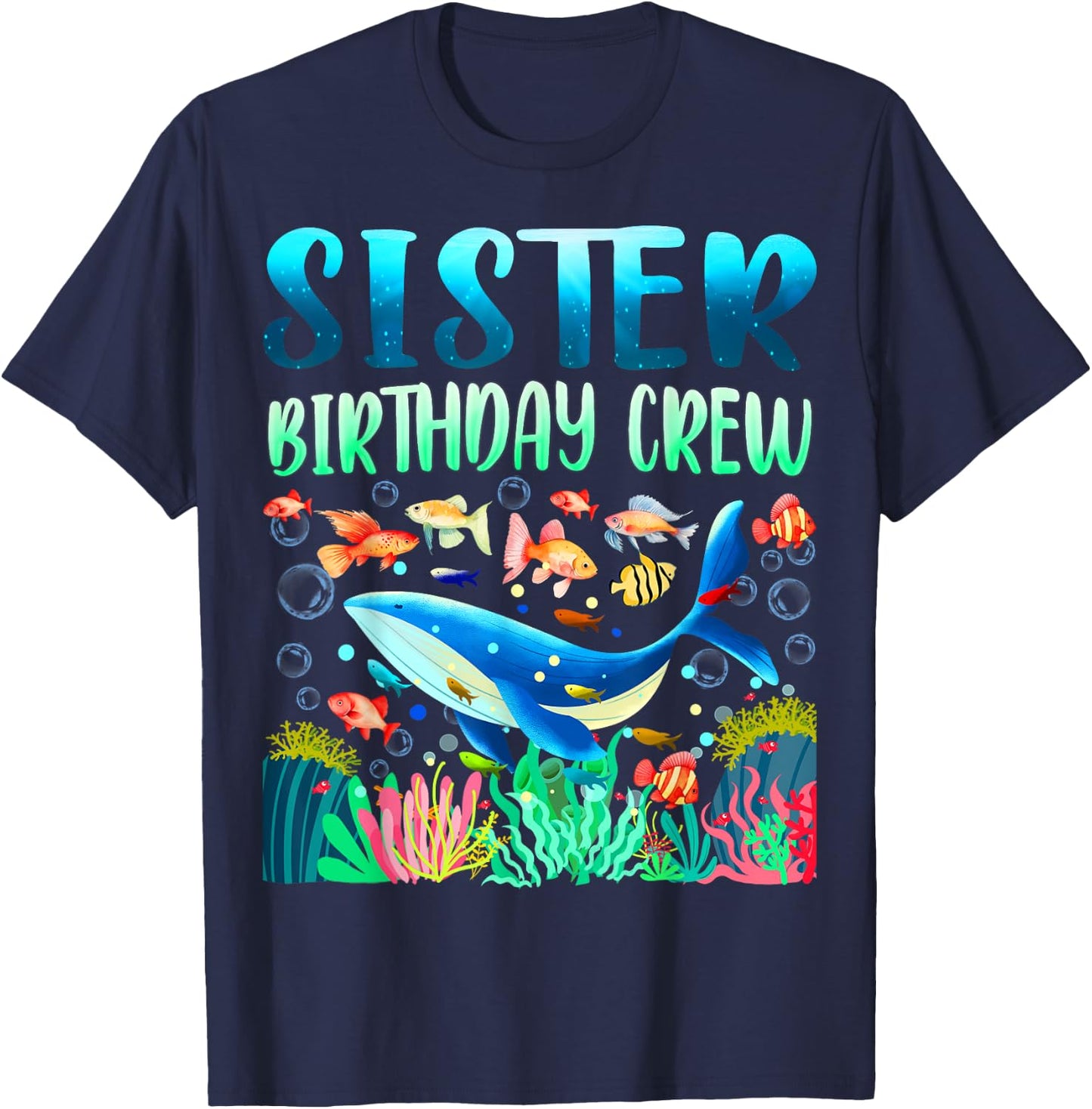 Sister Of The Birthday Boy Sea Fish Ocean Animals Aquarium T-Shirt - T-Shirt | Navy