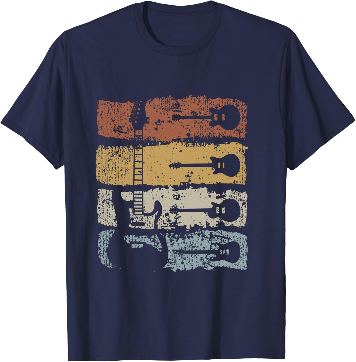 Guitar Player Rock Music Retro Guitar Shirt, black T-Shirt - T-Shirt | Navy