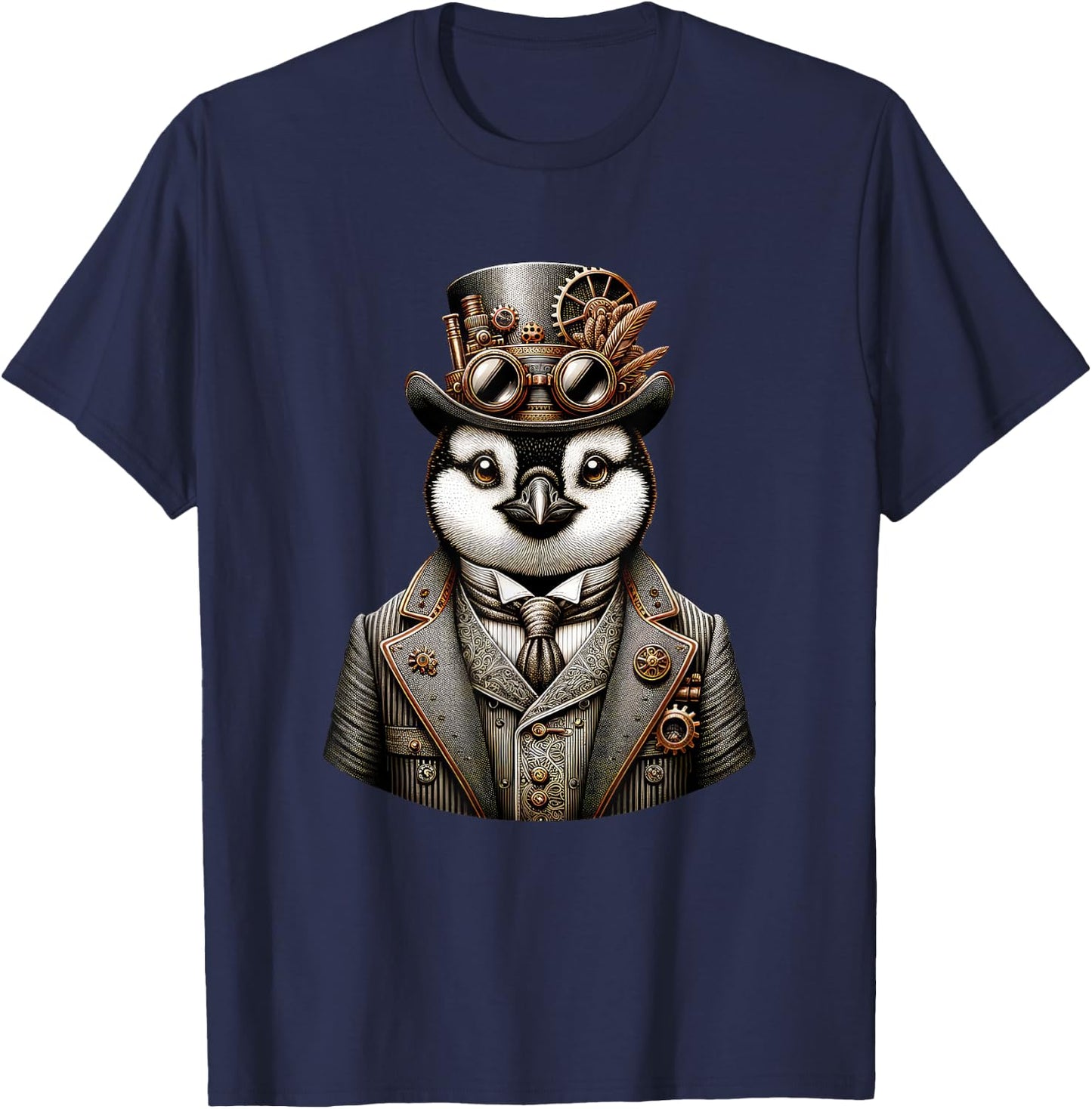 Steampunk Penguin Women Men Kids Steampunk Penguin T-Shirt - T-Shirt | Navy