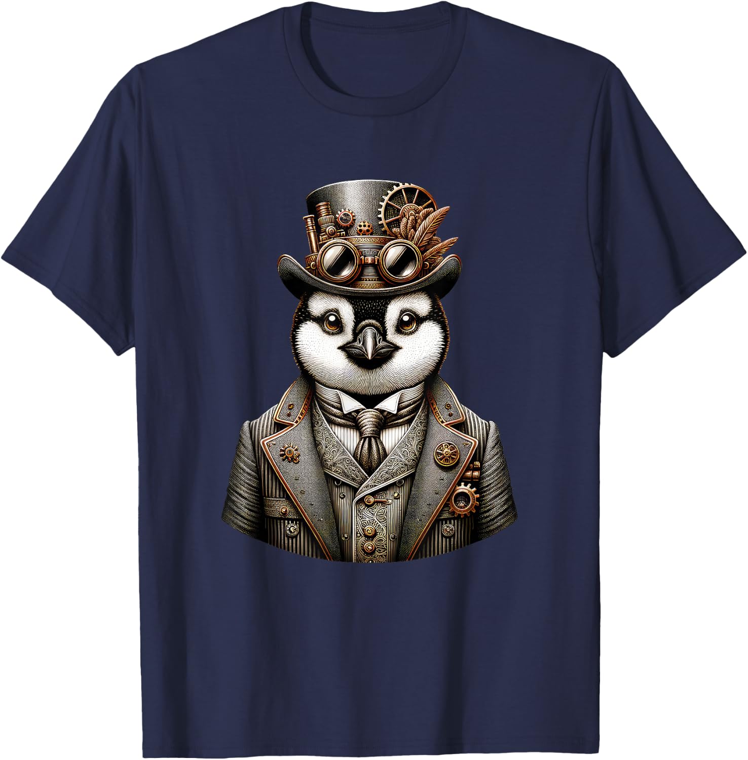 Steampunk Penguin Women Men Kids Steampunk Penguin T-Shirt - T-Shirt | Navy