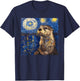 Otter Van Gogh Style Starry Night T-Shirt - T-Shirt | Navy