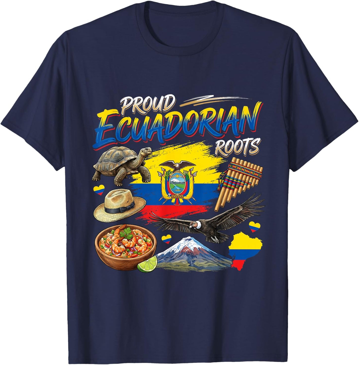 Ecuador Heritage Proud Ecuadorian Roots Men Hispanic Month T-Shirt - T-Shirt | Navy
