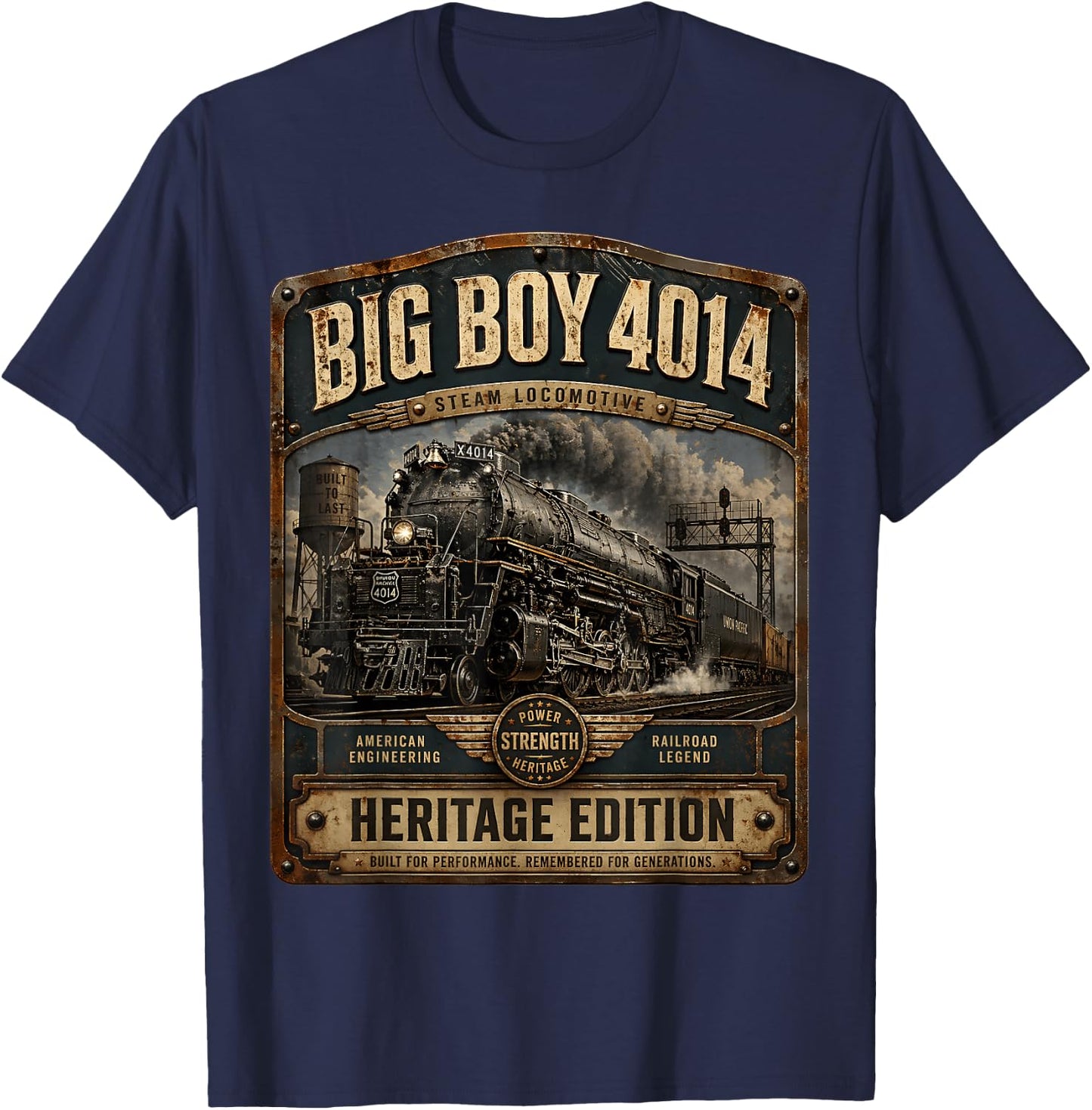 Vintage Steam Locomotive Railroad Train Engine Big Boy 4014 T-Shirt - T-Shirt | Navy